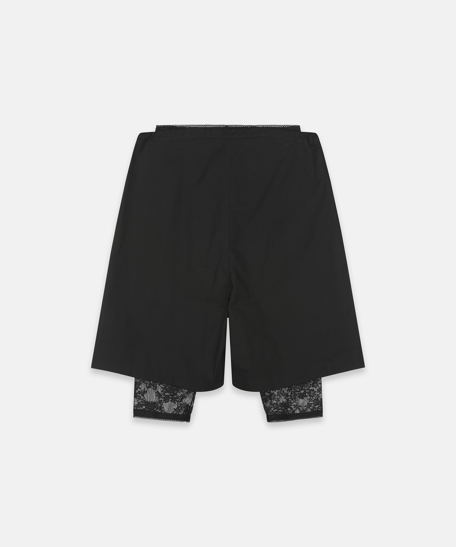 LACE LAYERED BERMUDA PANTS BLACK