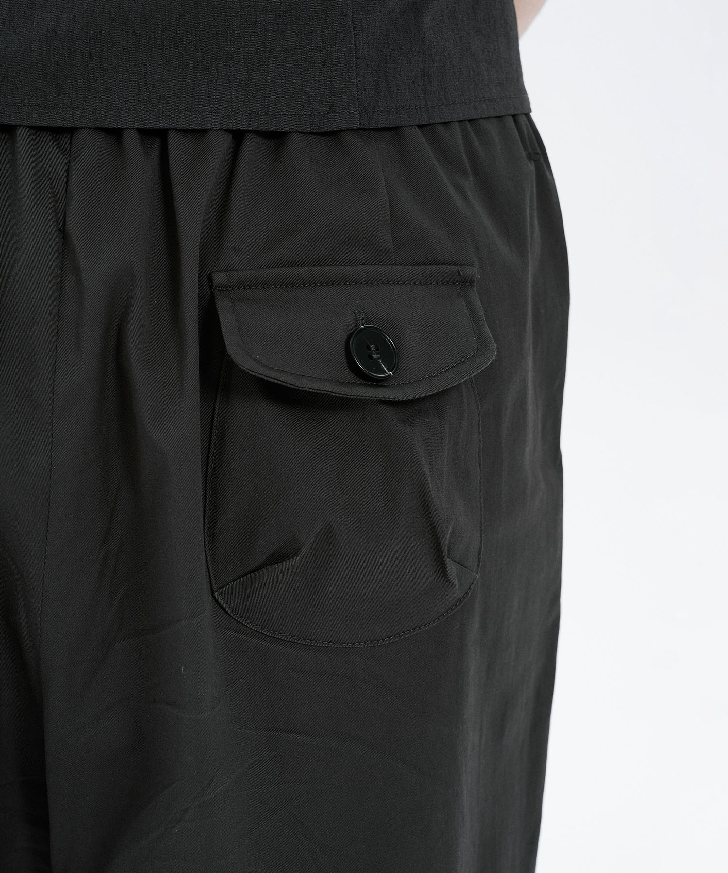 Side shirring pocket wide pants GREY