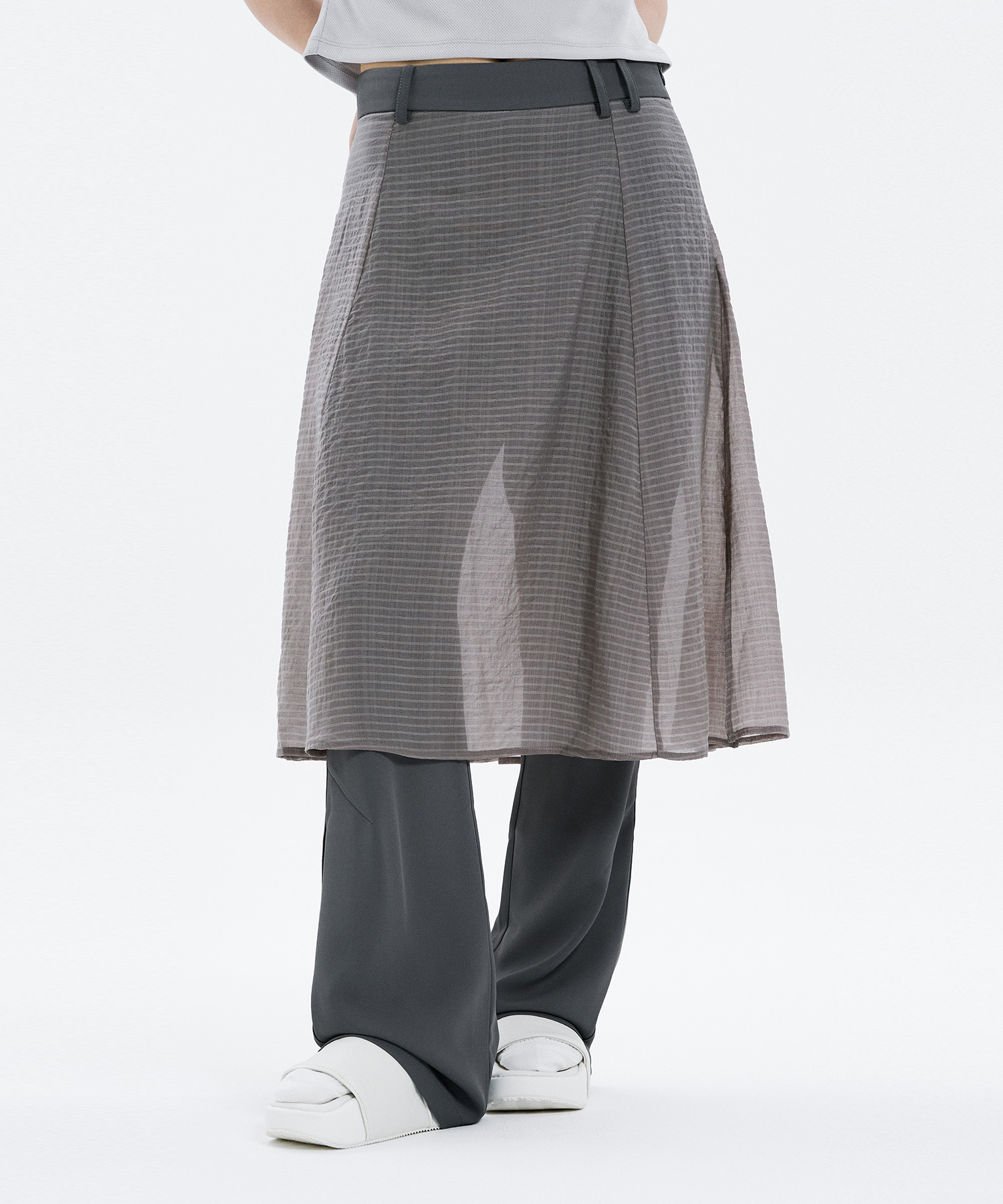 Hidden pocket skirt pants GREY