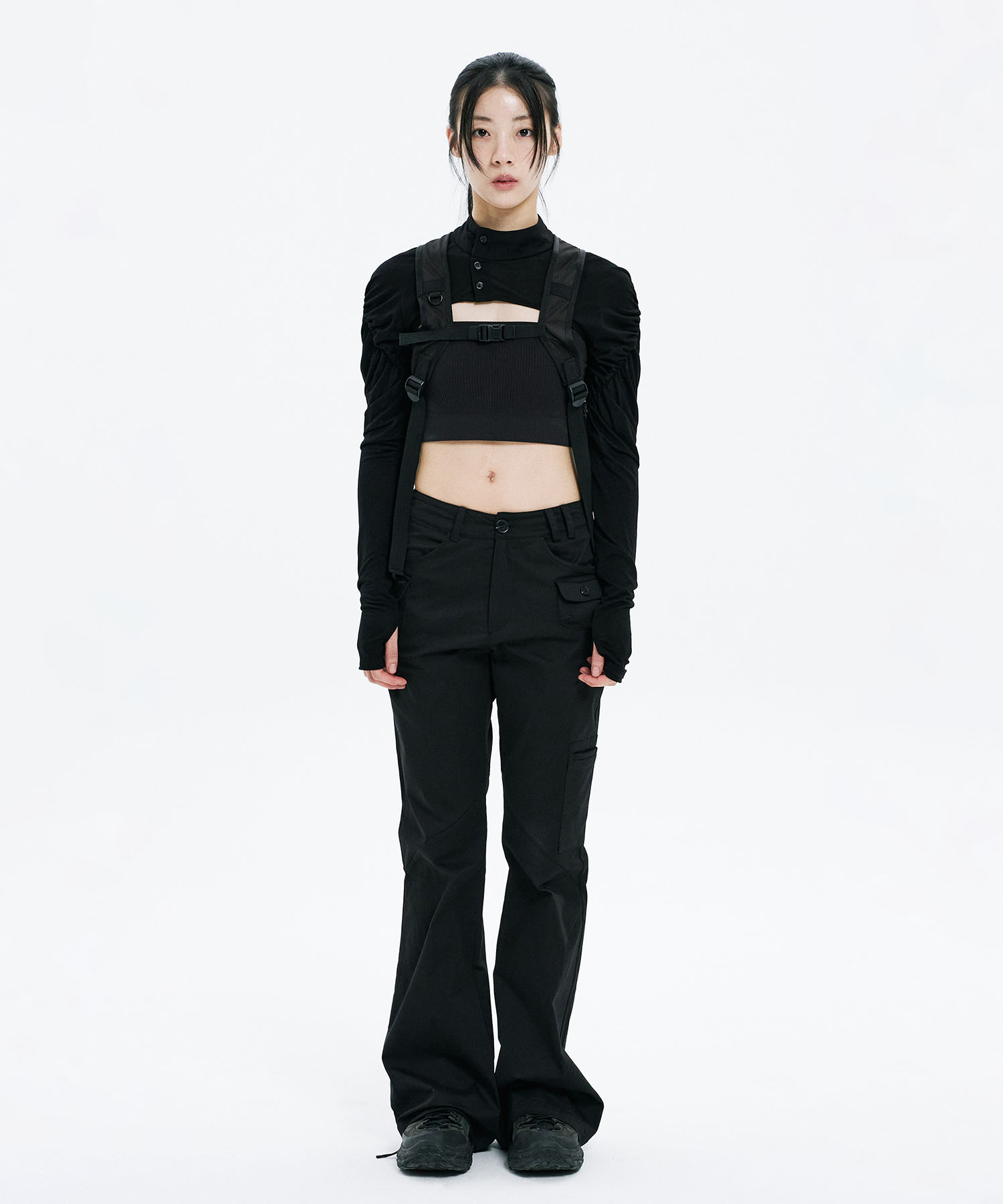 Shirred bolero BLACK