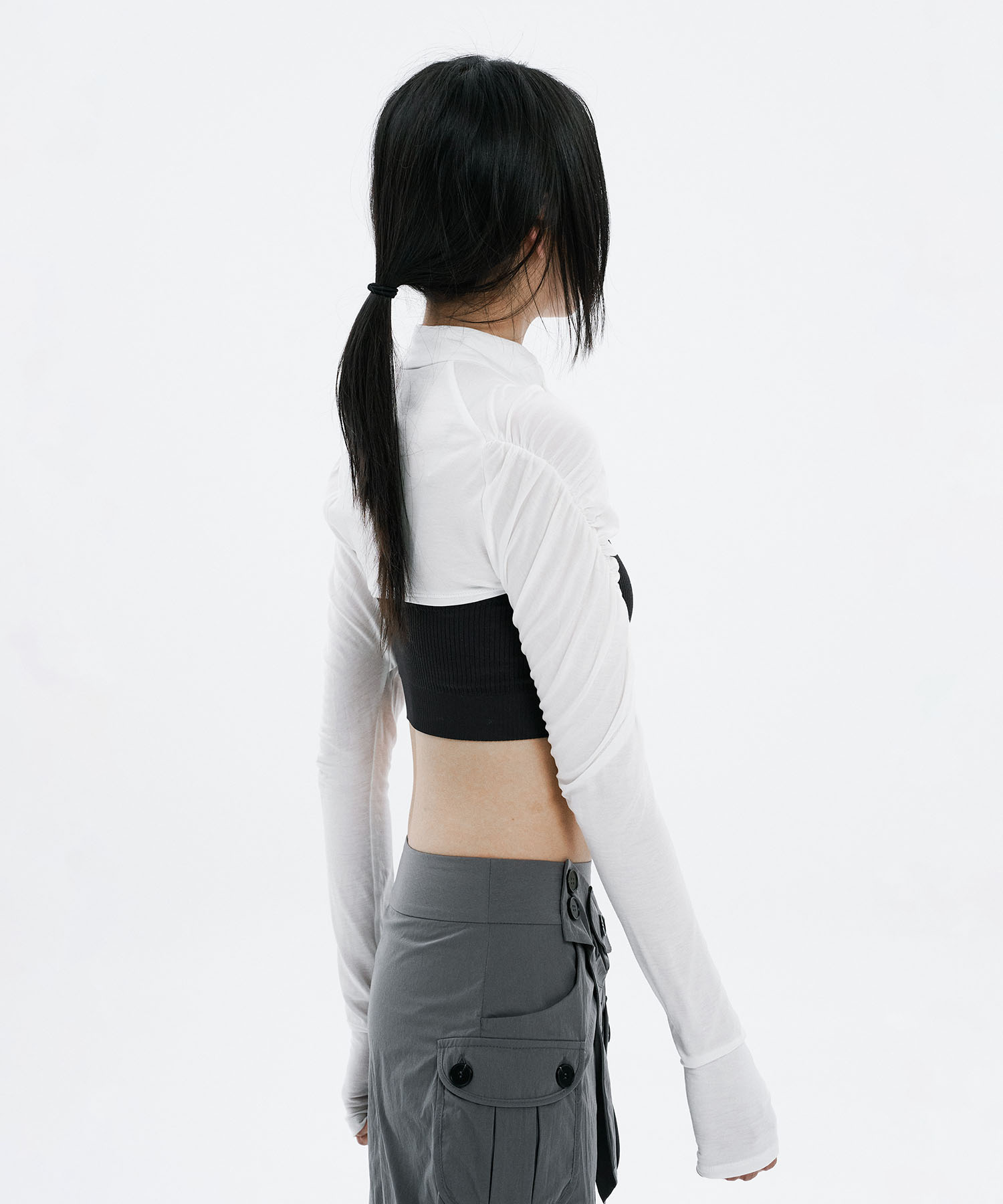 Shirred bolero WHITE