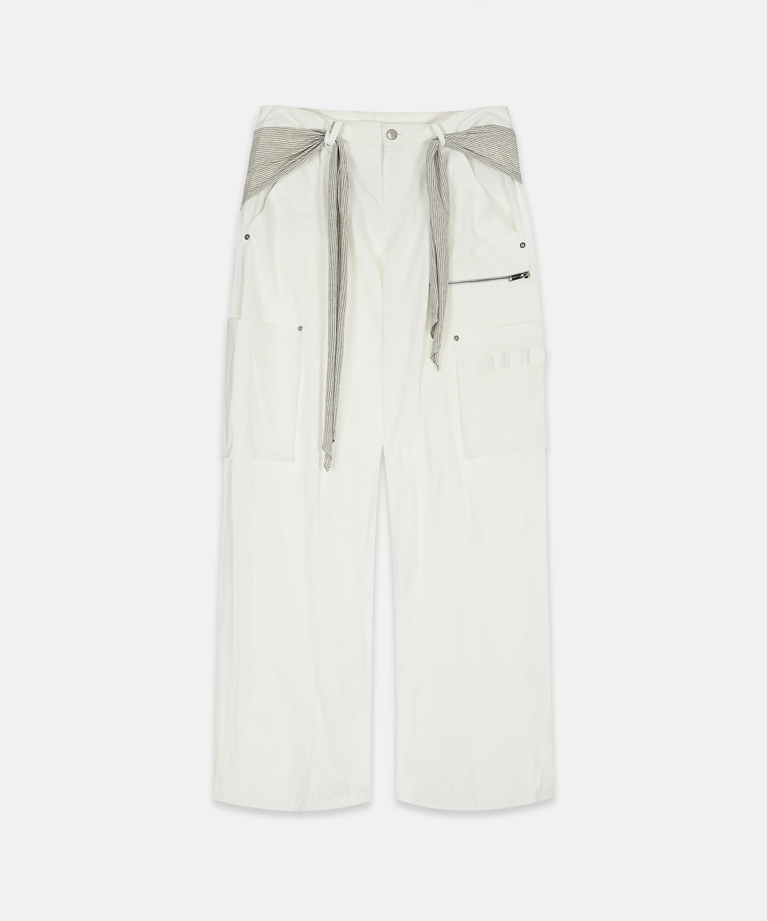 MIXED LAYERED TIE JOGGER PANTS (UNISEX) IVORY
