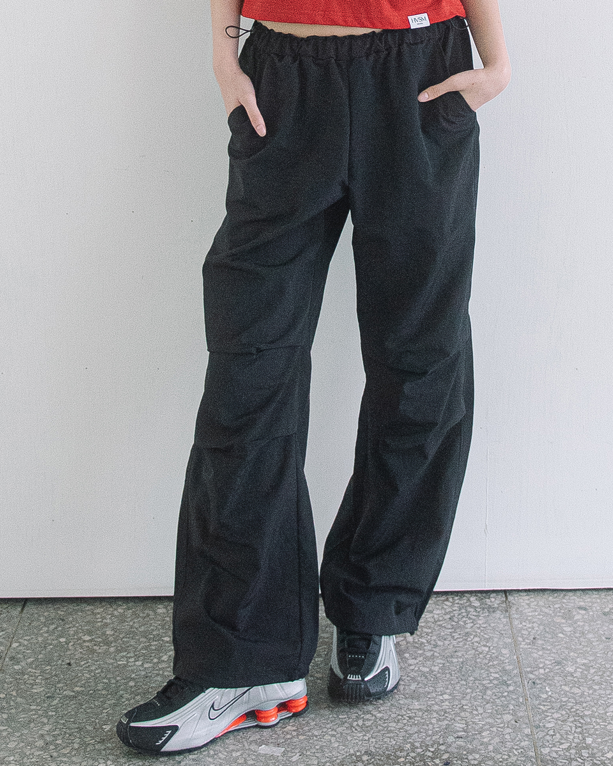 NYLON PARACHUTE PANTS(BLACK)