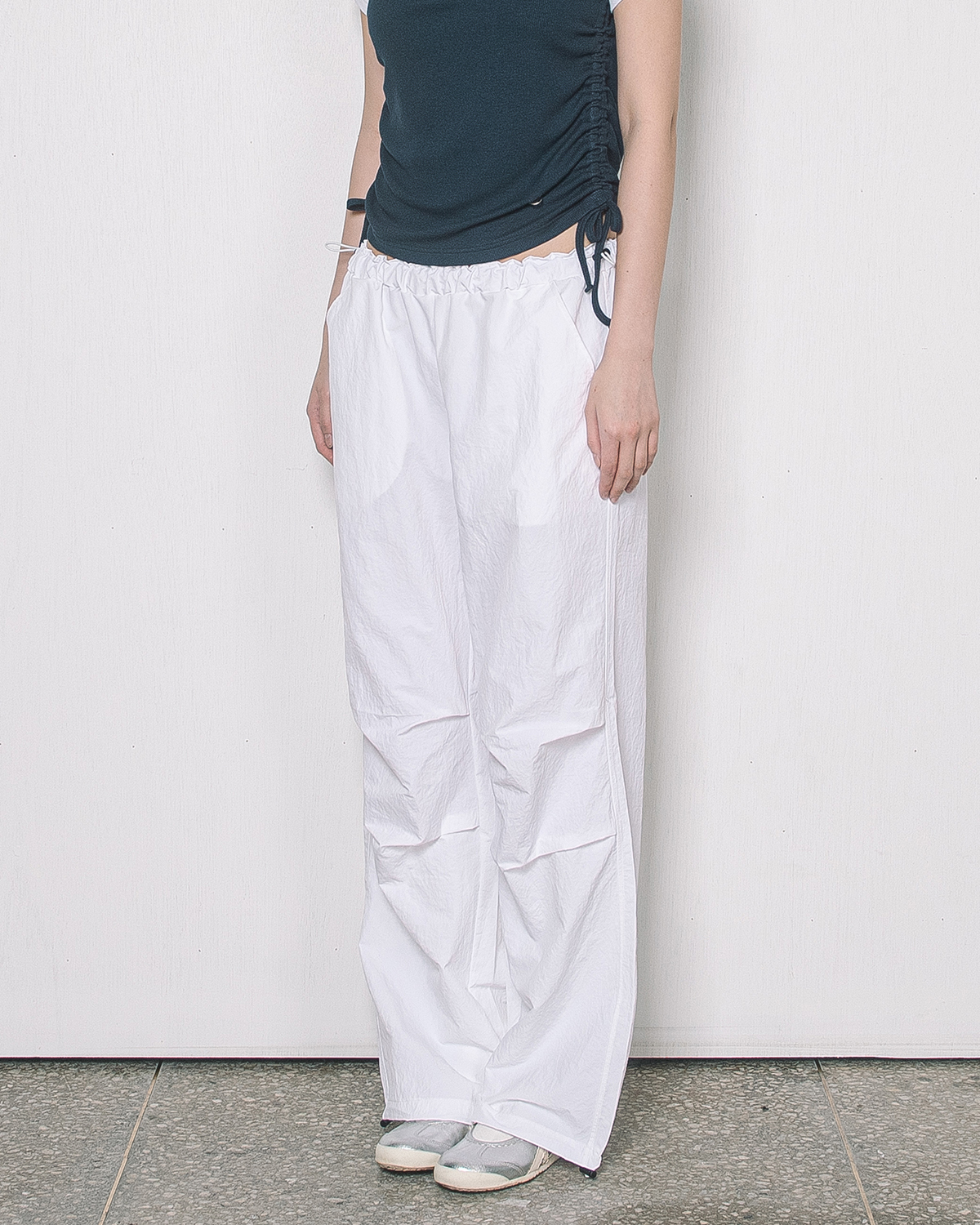NYLON PARACHUTE PANTS(WHITE)