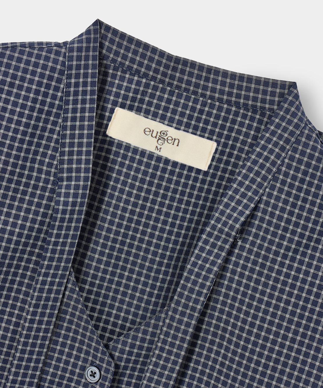 SOFT TIE BUTTON BLOUSE_CHECK NAVY