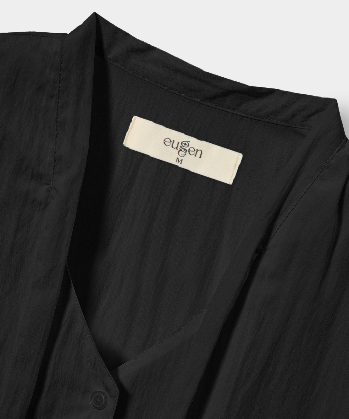 SOFT TIE BUTTON BLOUSE_BLACK