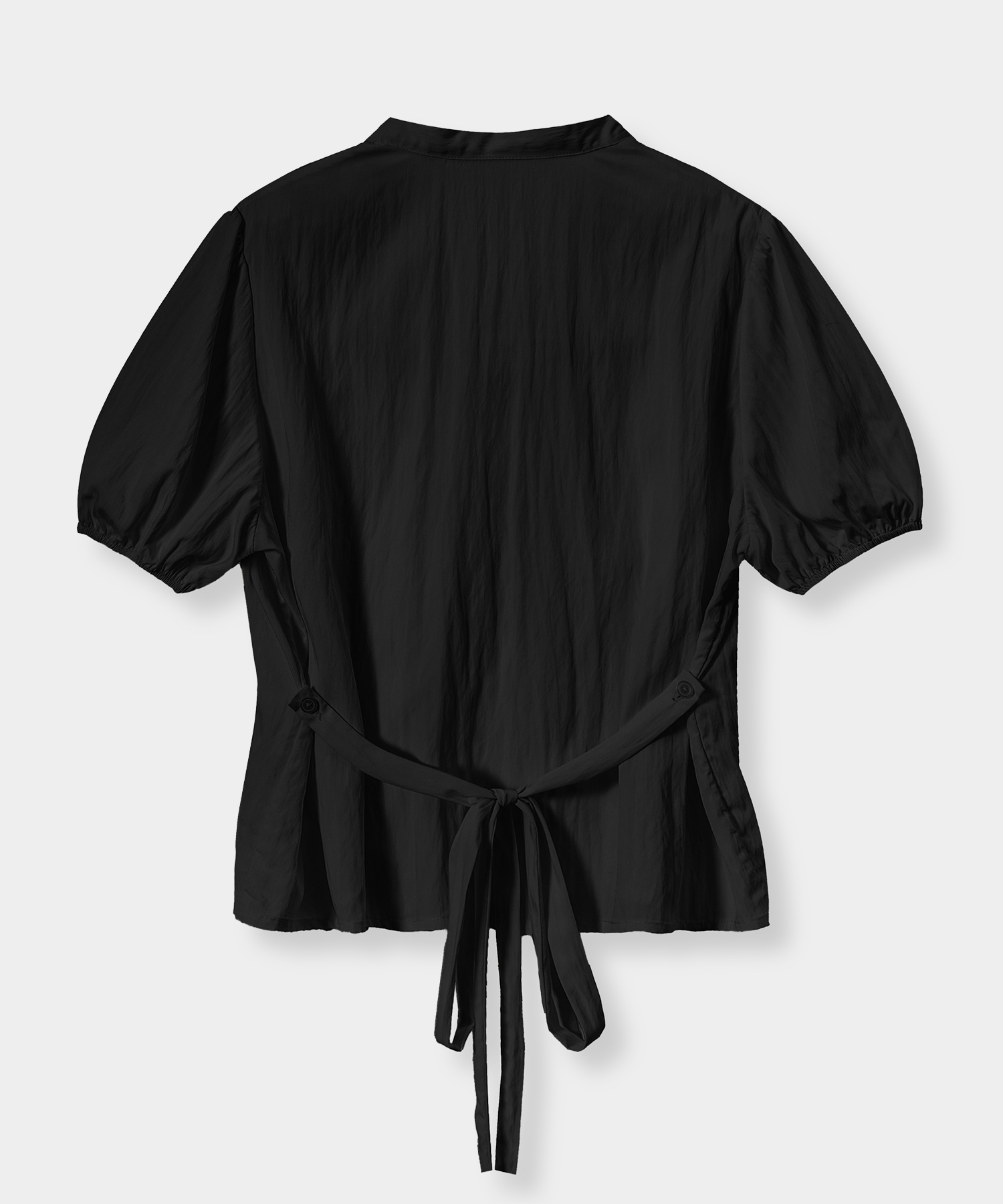 SOFT TIE BUTTON BLOUSE_BLACK