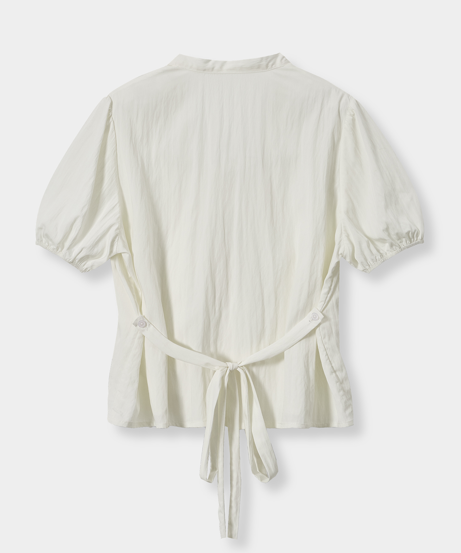 SOFT TIE BUTTON BLOUSE_CREAM