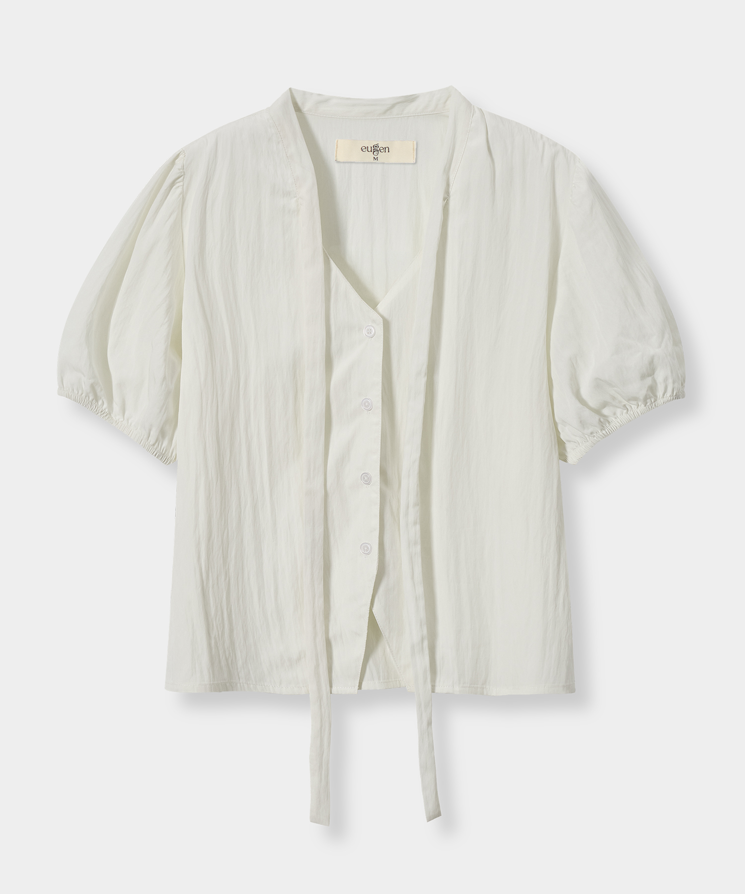 SOFT TIE BUTTON BLOUSE_CREAM