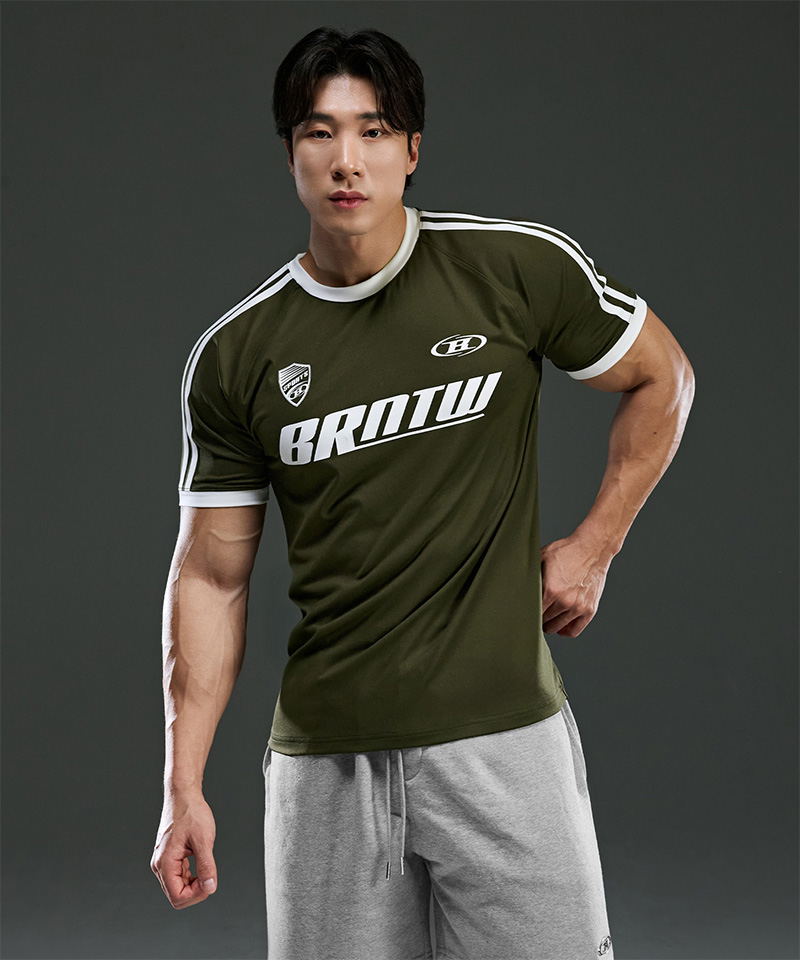 BRNTW TRACK LINE T-SHIRTS [KHAKI]