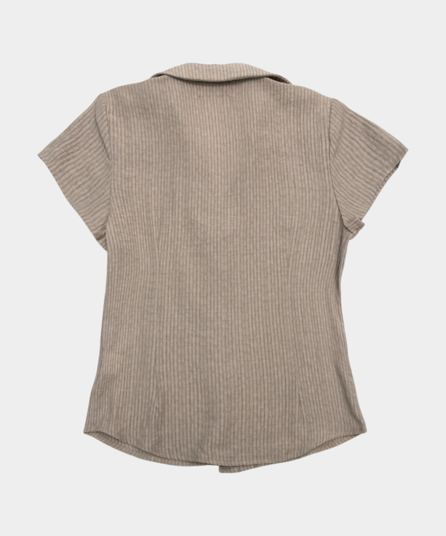 Приталенная блузка в полоску с коротким рукавом [Beige]