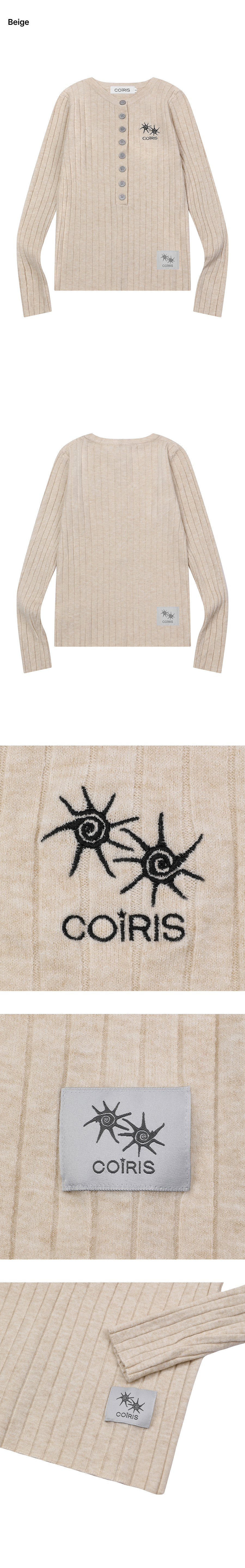 BUTTON HENLEY NECK KNIT - 3 COLORS BLACK
