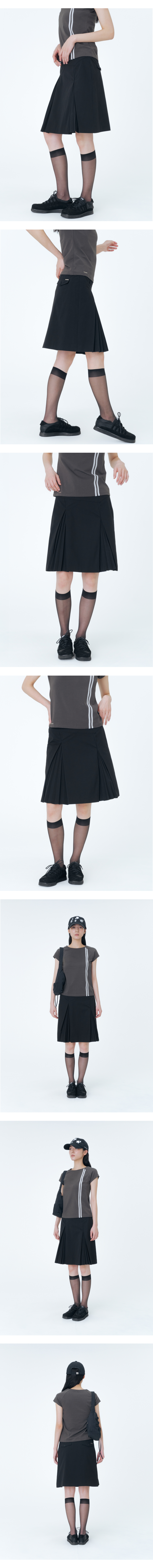ACCORDION SIDE PLEATS MIDI SKIRT #REI同款! - 2 COLORS BLACK