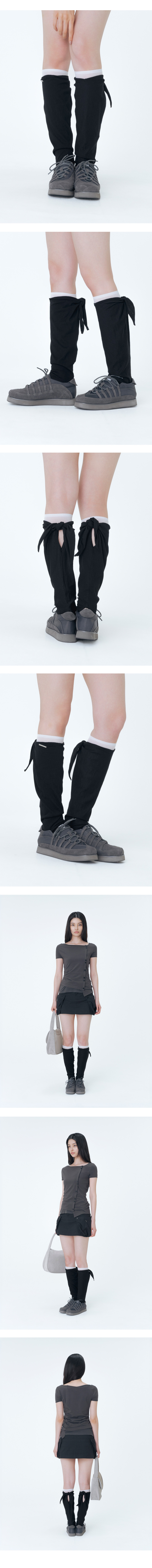 CAWL TIE KNEE SOCKS #REI同款! - 2 COLORS BLACK
