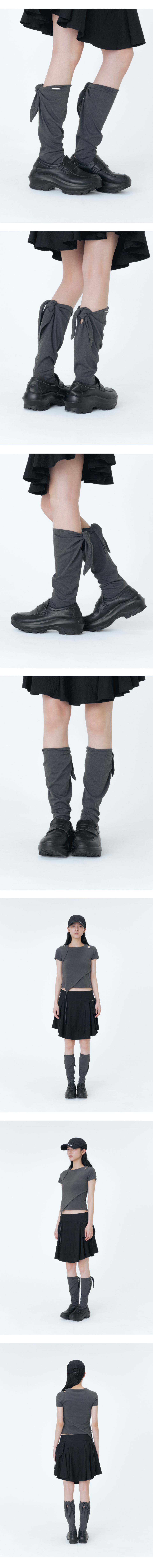 CAWL TIE KNEE SOCKS #REI同款! - 2 COLORS CHARCOAL