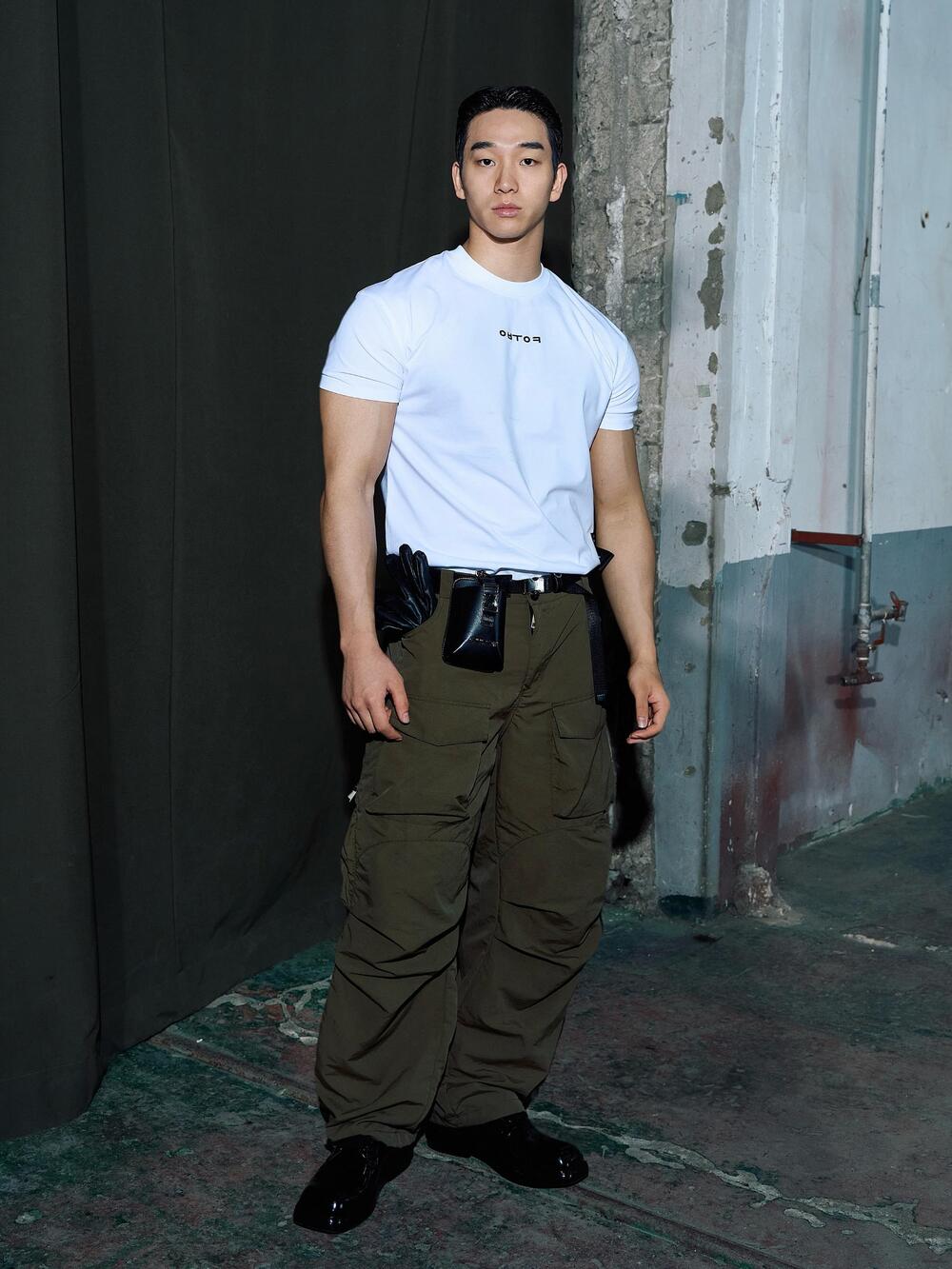 Olive Nylon Cargo Pants