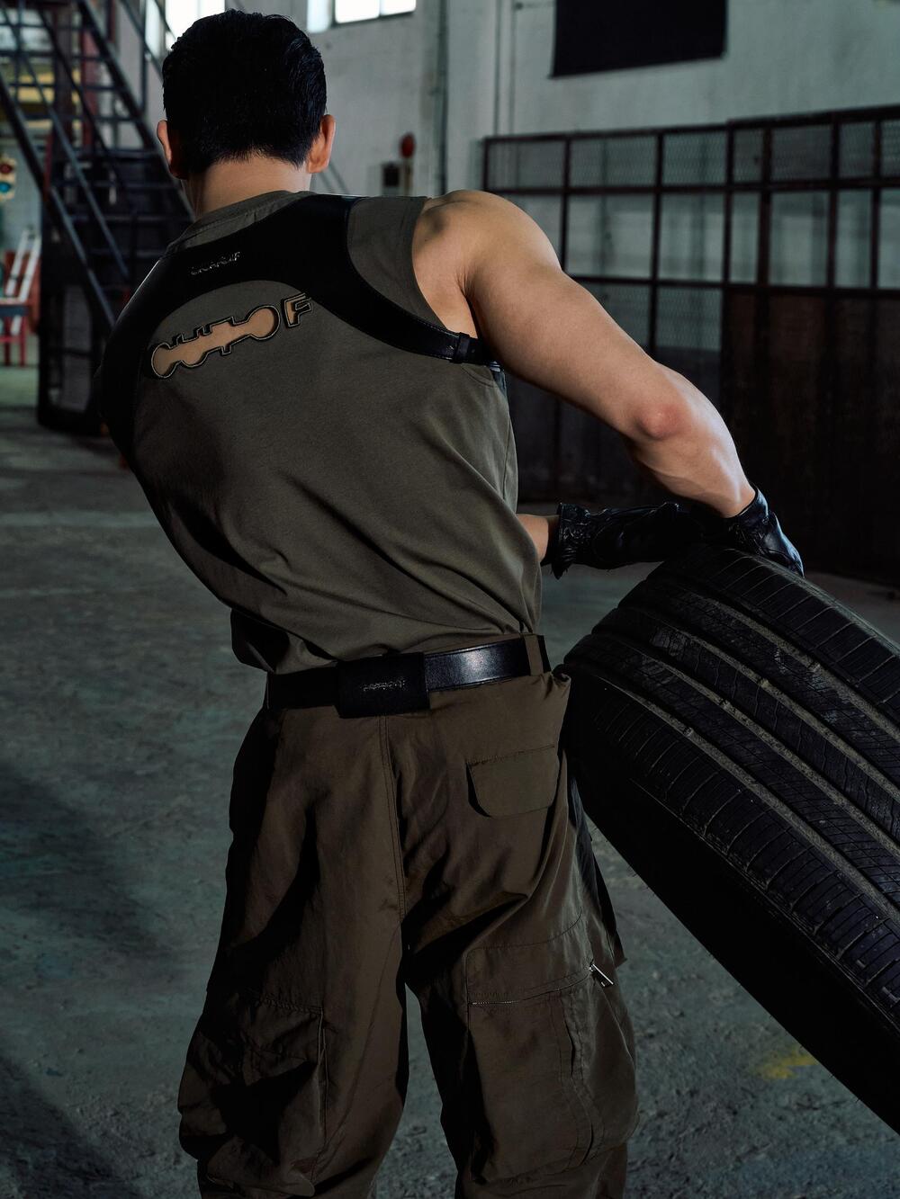 Olive Nylon Cargo Pants