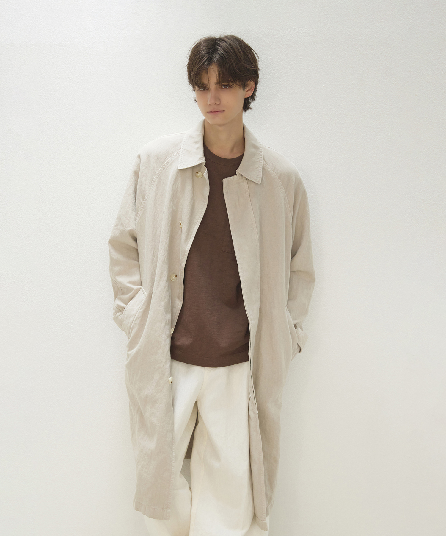 [UNISEX] DYED LONG TRENCH COAT - BEIGE