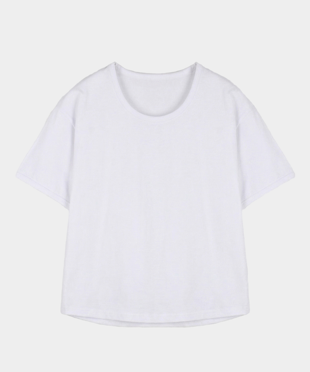 Essential U-Neck Semi-Crop T-Shirt 3 Colors