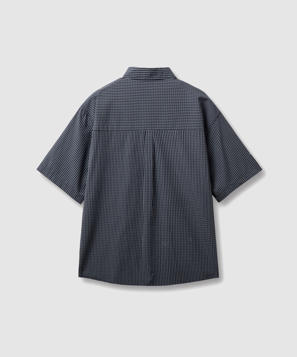 Рубашка с коротким рукавом в мелкую клетку - NAVY