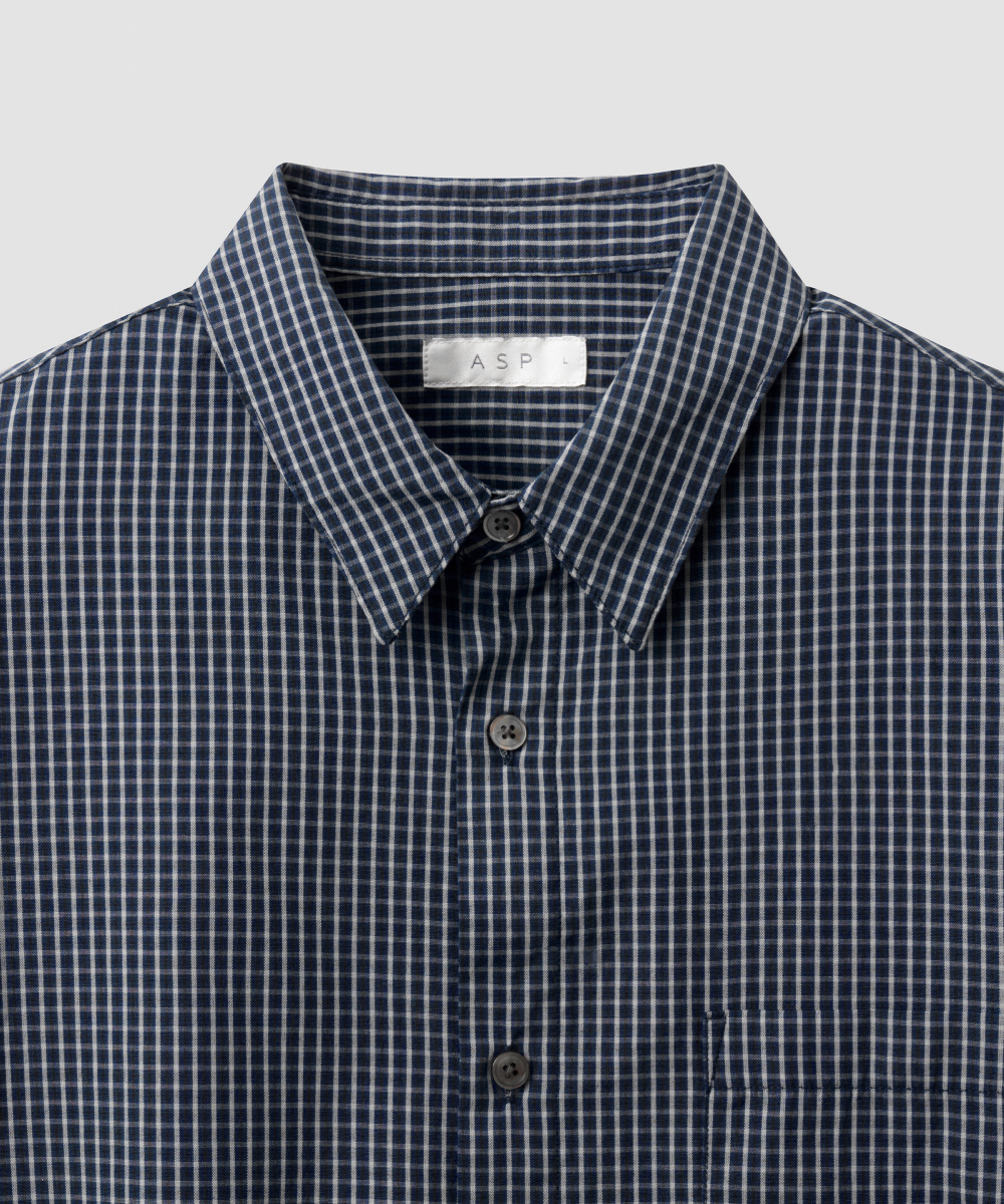 Рубашка с коротким рукавом в мелкую клетку - NAVY
