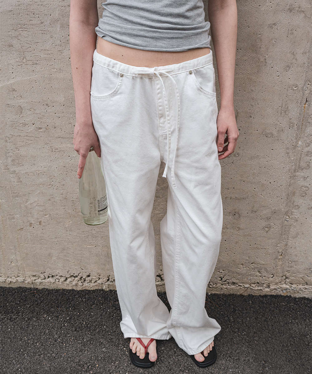 Waist Tie Denim_White
