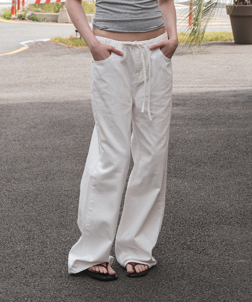 Waist Tie Denim_White