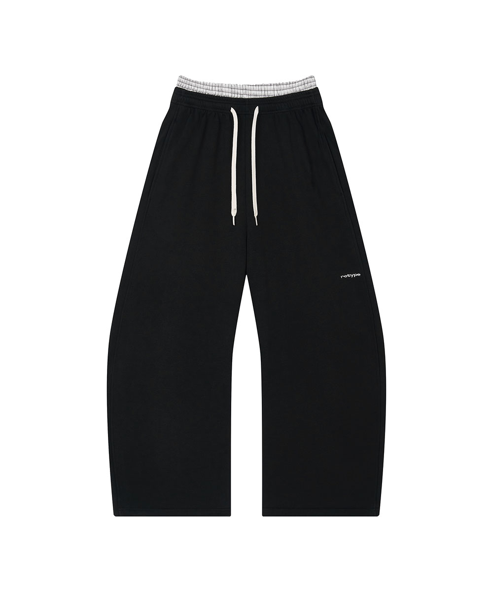 Checkered Double Layered Sweatpants - Black