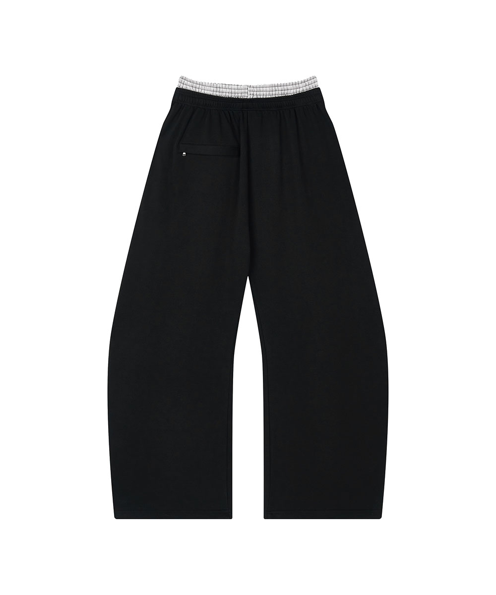 Checkered Double Layered Sweatpants - Black