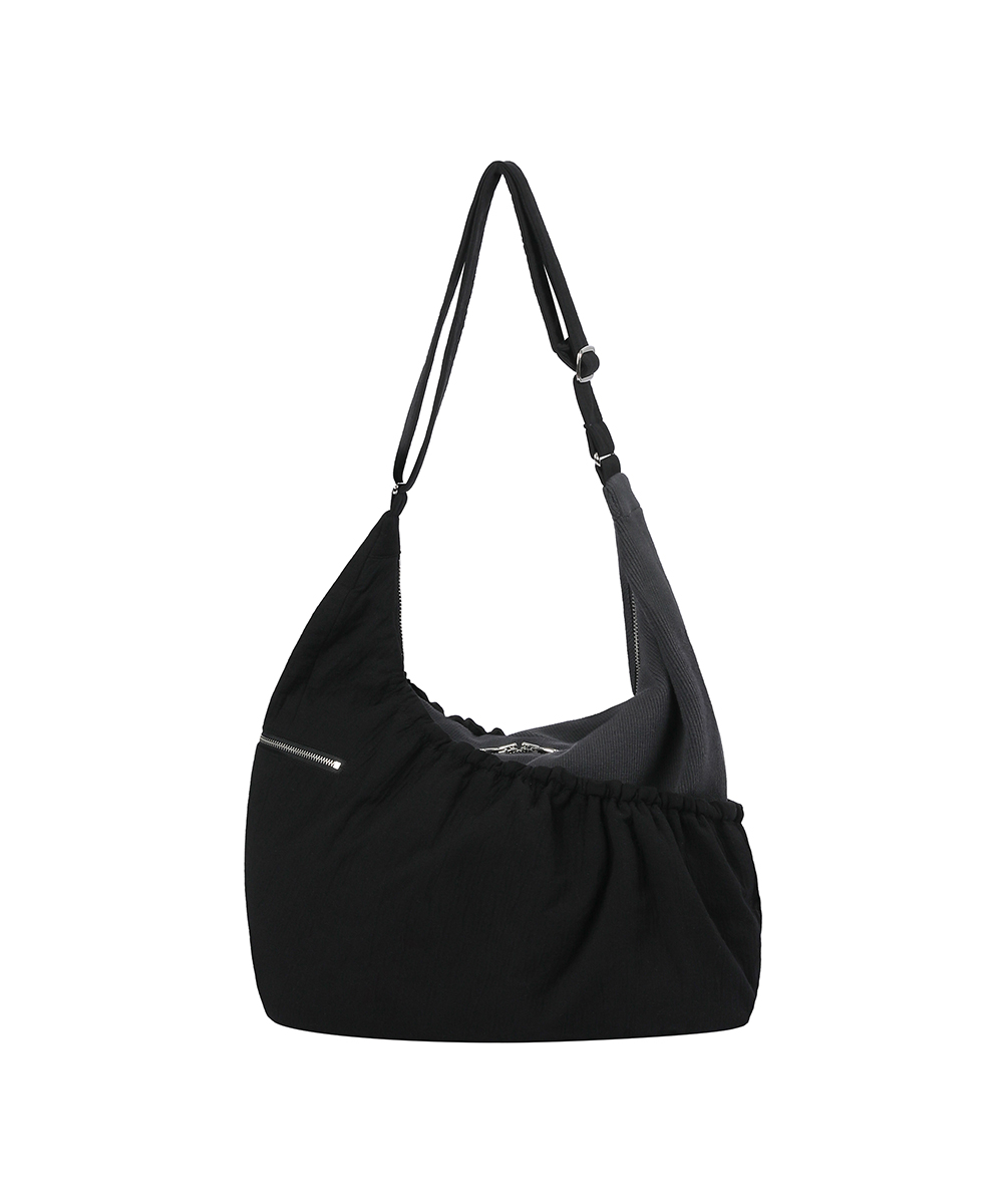 Ribbed layered cross bag BLACK