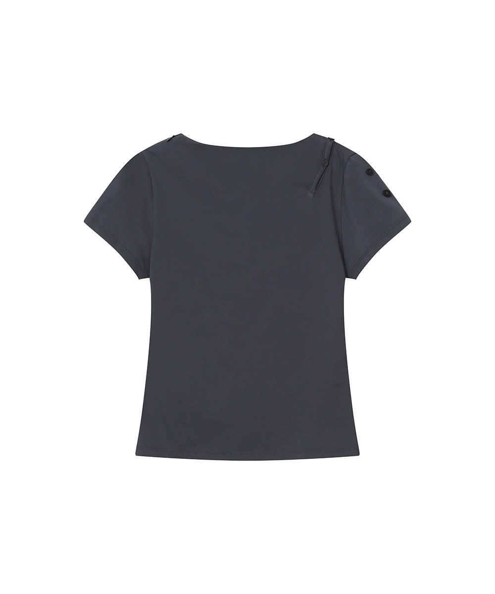 Diagonal open short sleeve CHARCOAL
