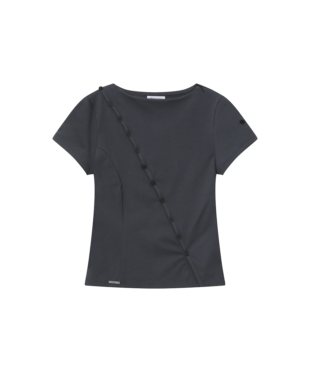 Diagonal open short sleeve CHARCOAL