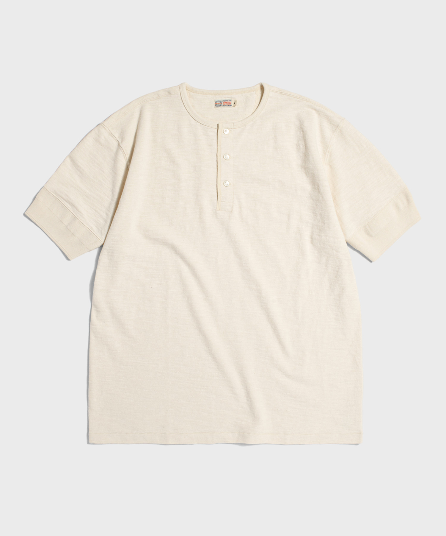 Tompkins Loopwheeled Tubular Henley Tee Apricot