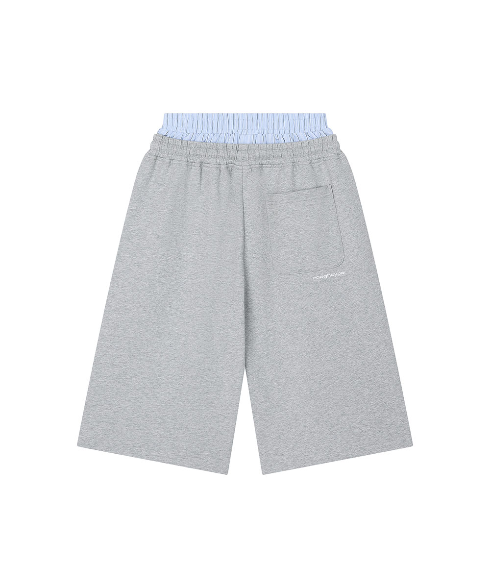 Stripe Double Layered Bermuda Sweatpants - Gray