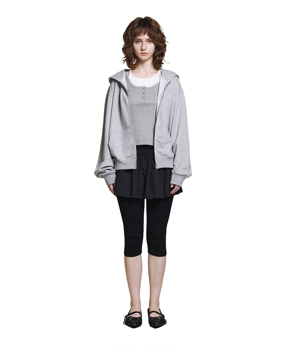 Low Logo Hooded Zip-Up - Gray