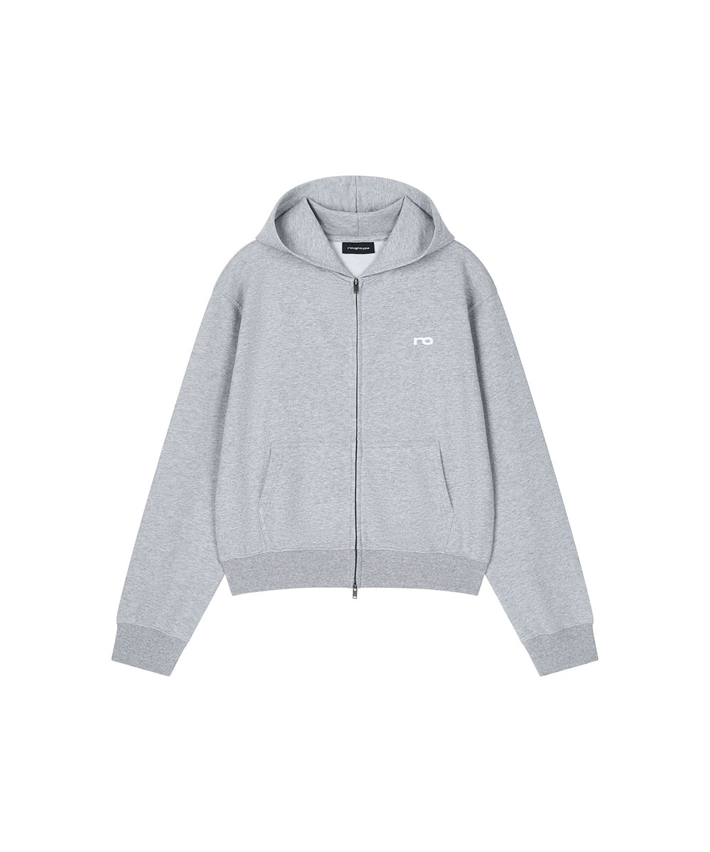 Low Logo Hooded Zip-Up - Gray