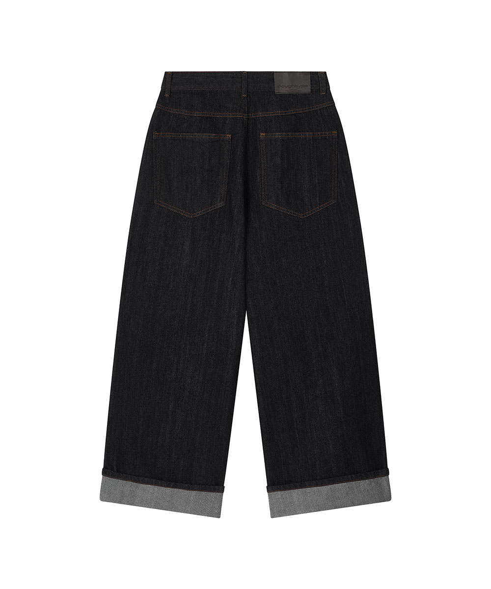 Logo Point Roll-up Denim Pants - Indigo