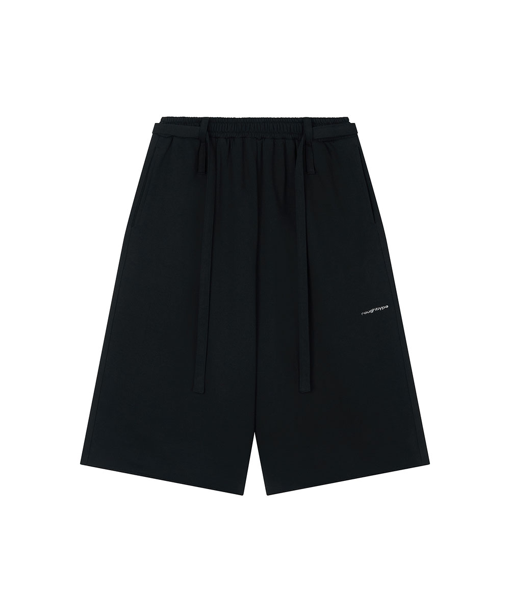 Belted Point Bermuda Sweatpants - Black