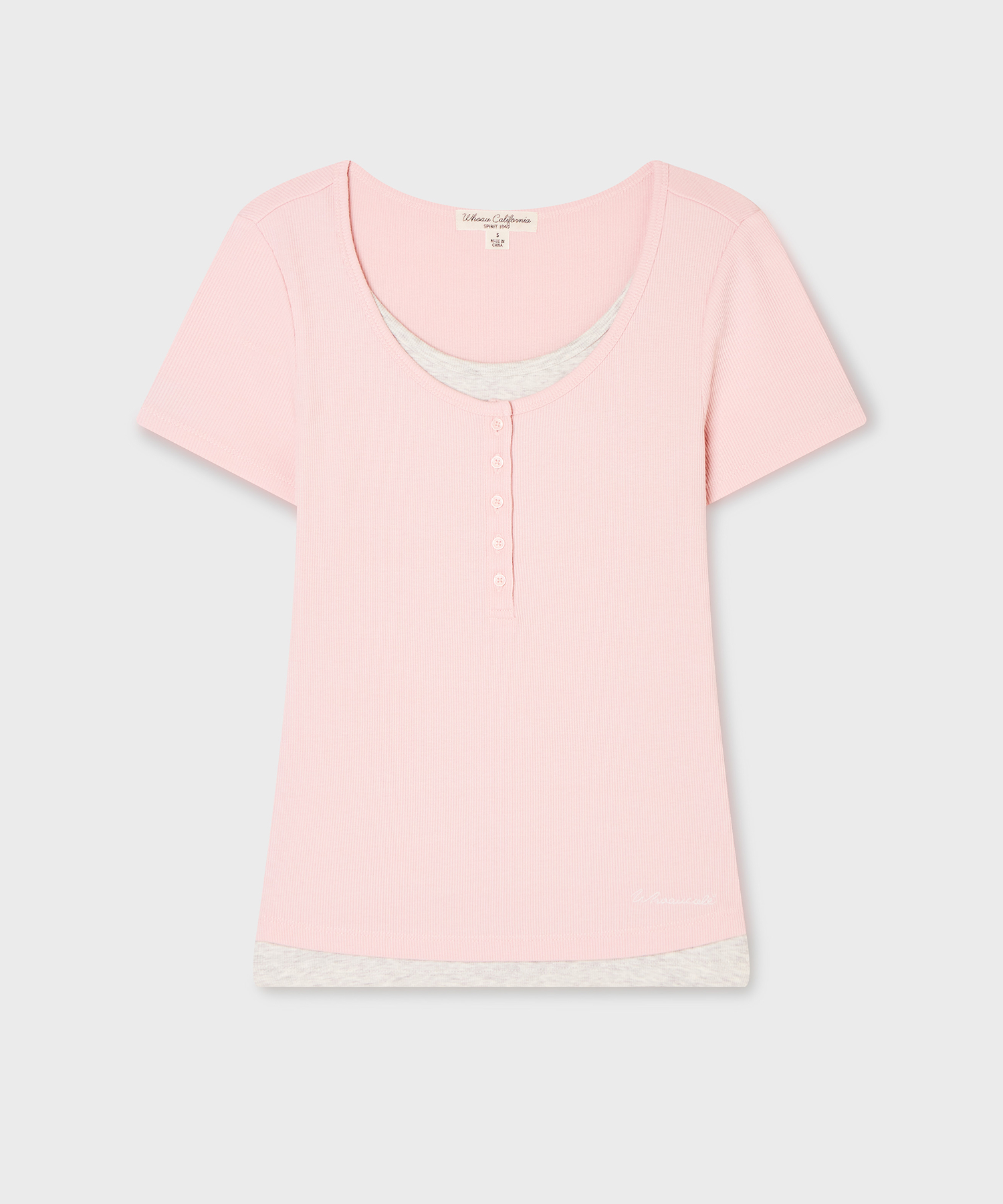 Layered Henley Short-Sleeve T-shirt / WHRAG2491F