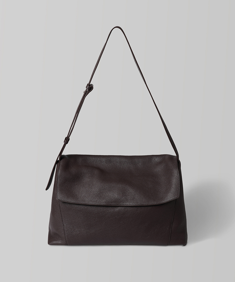 Wide Flap Shoulder Bag_Dark Brown