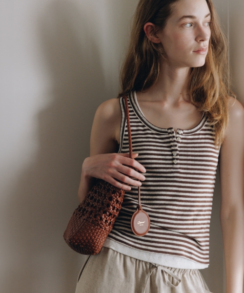 handcrafted weaving bag (shoulder) - brown (S)
