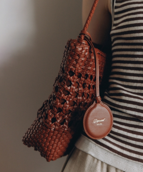 handcrafted weaving bag (shoulder) - brown (S)