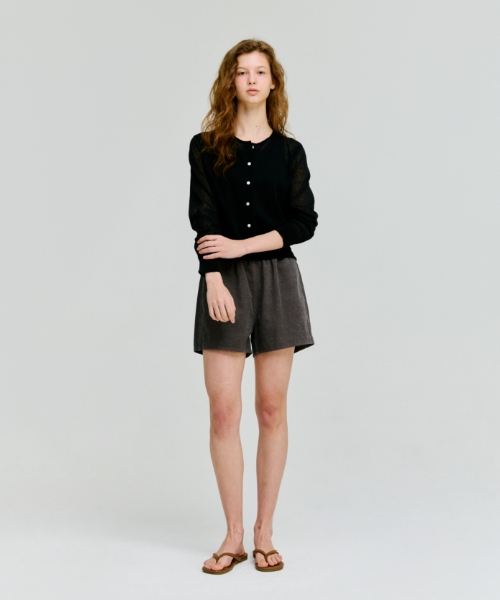 basic short cardigan - black