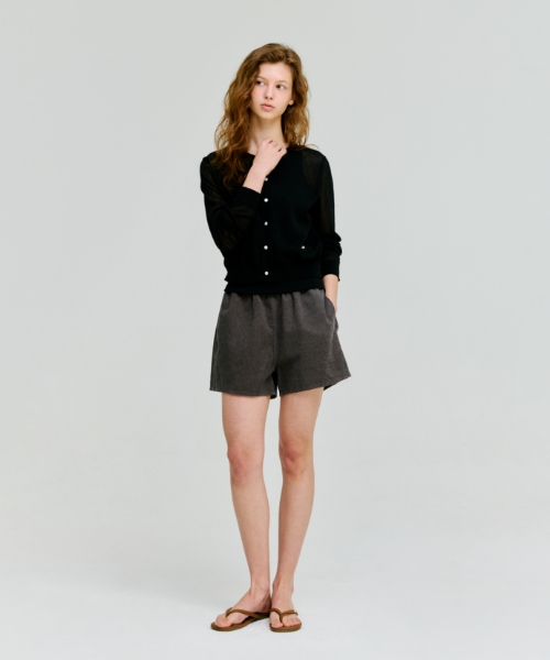basic short cardigan - black