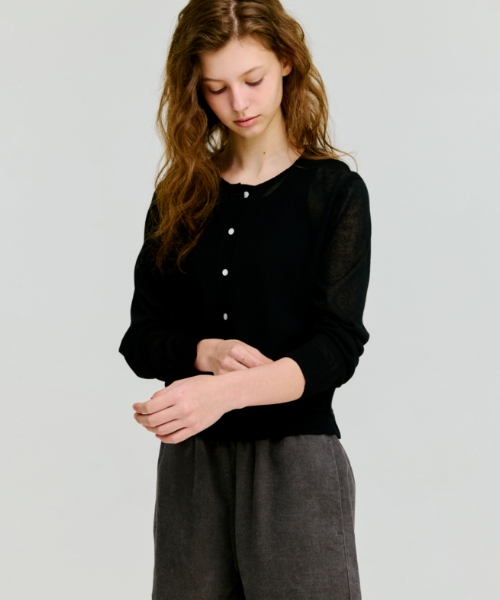 basic short cardigan - black