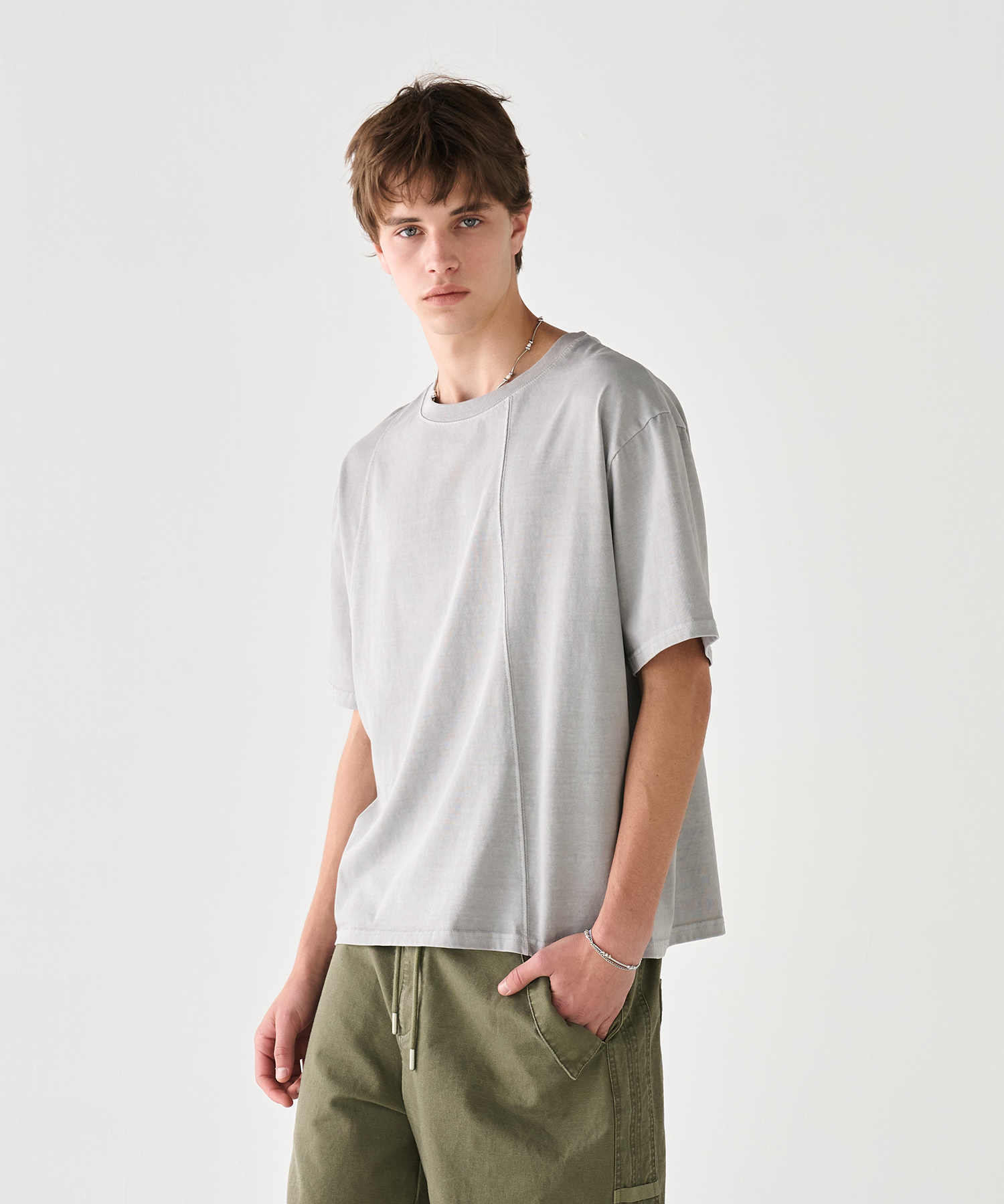 washed crop t-shirts (gray)