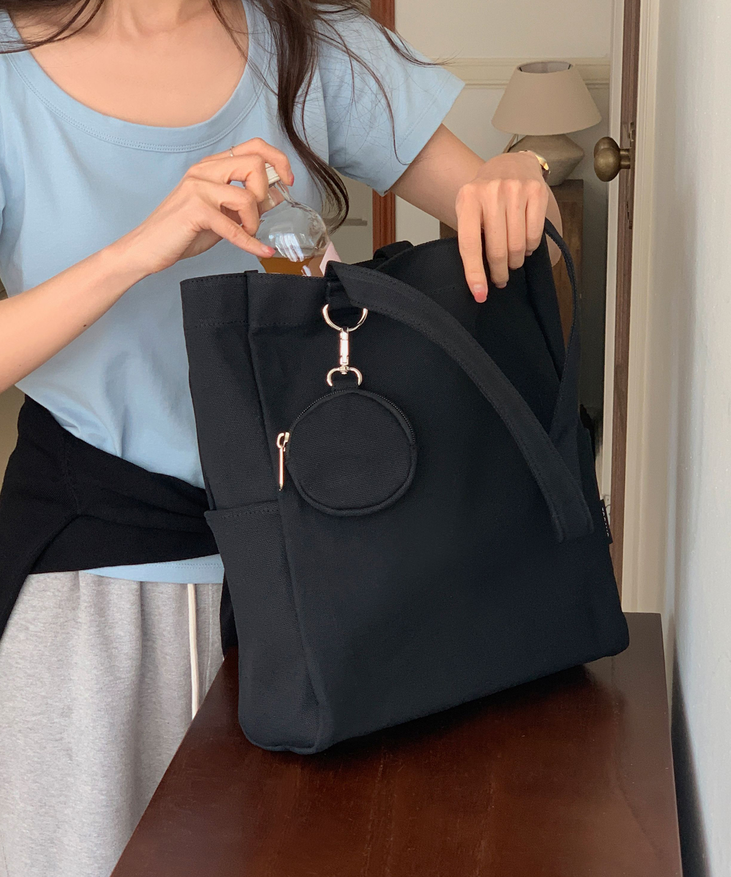 Cotton Coin Purse Eco Bag Black [Unisex]