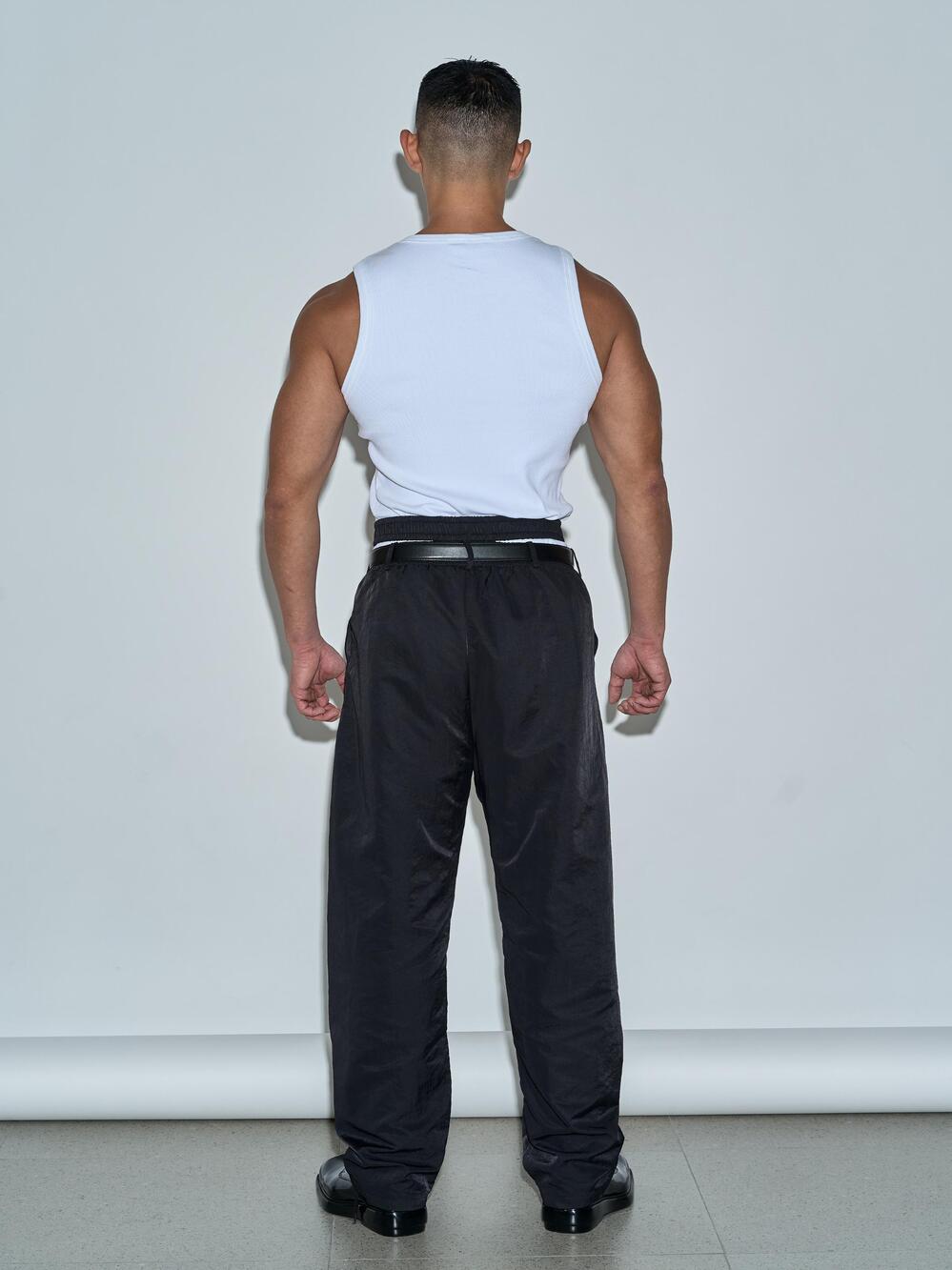 Black Doulble Band Nylon Pant