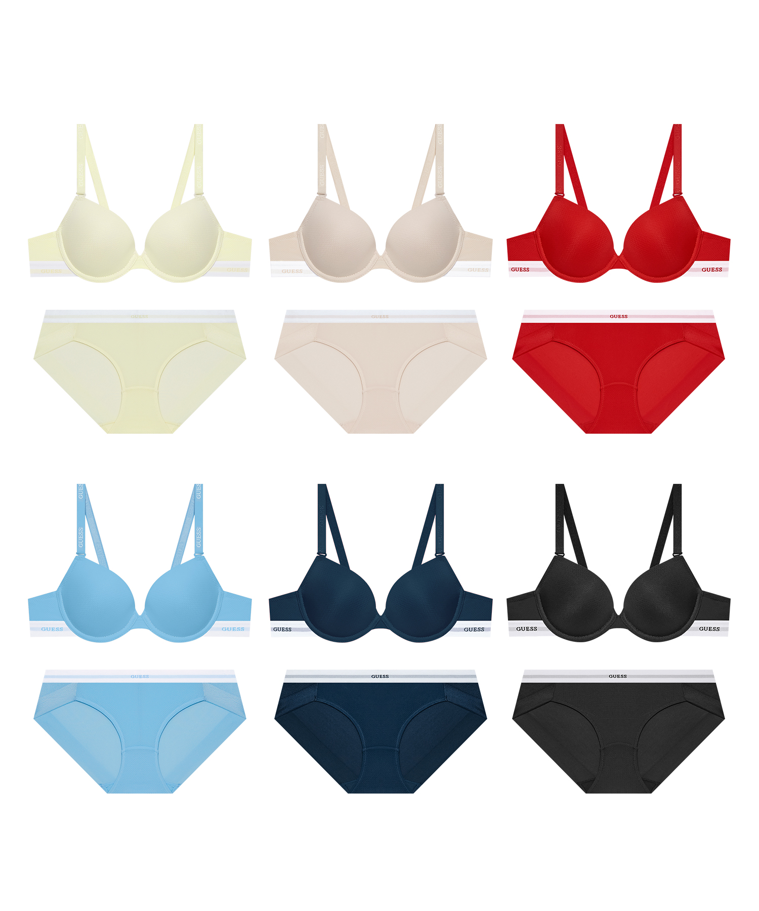 Комплект бра и трусиков с силиконовым лого из меша - 6Colors