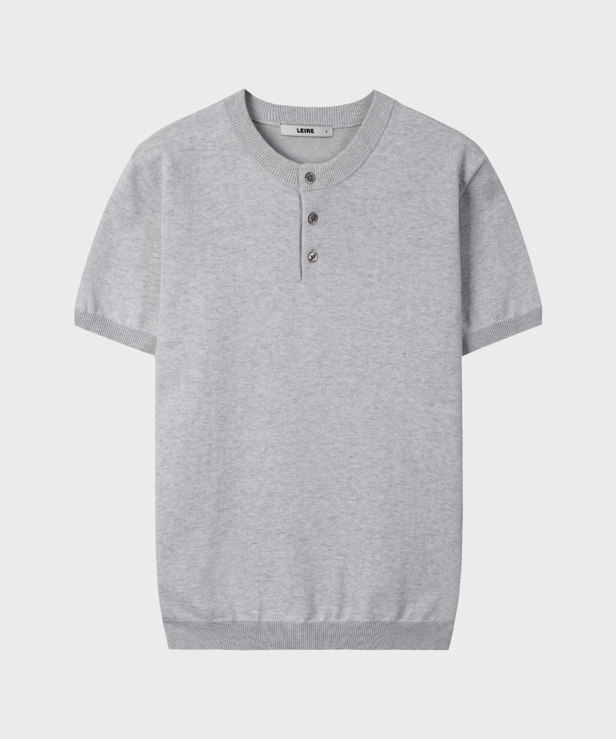 Muscle Fit Henley Neck Short Sleeve Knit [White Melange]